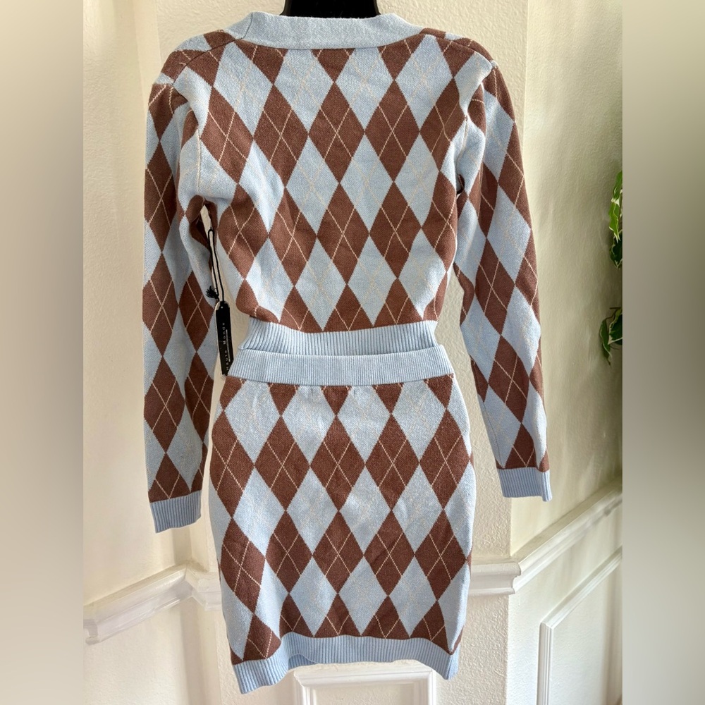 Haute Monde Beige and Light Blue Knitwear Skirt Sets - Picture 6 of 9